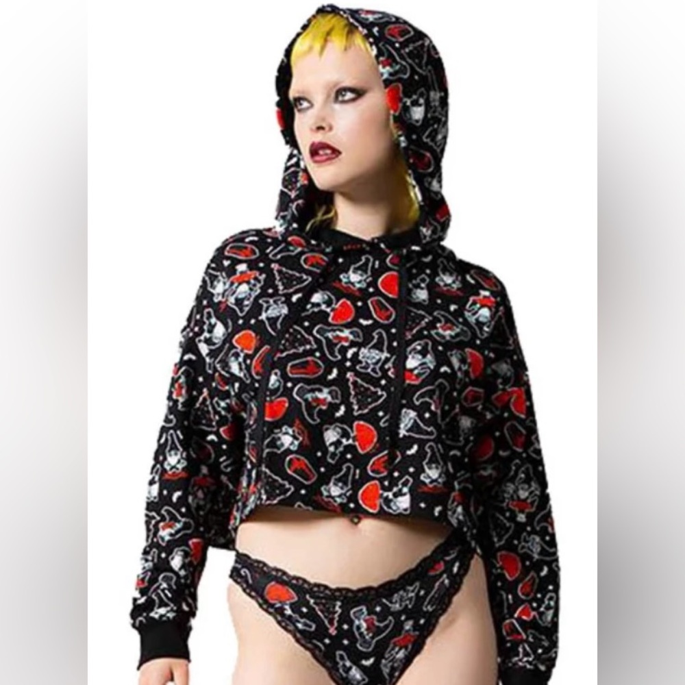 Killstar Sweater - Gnomies Cropped Hoodie